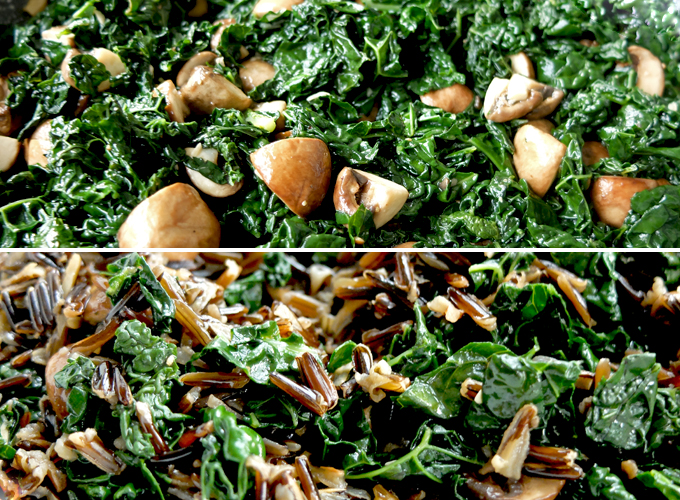 Wild Rice Mixed with Mushrooms and Kale