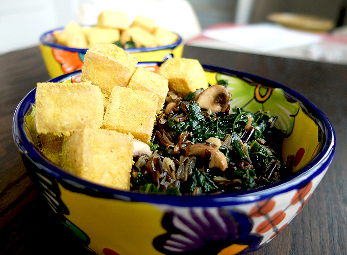 Wild Rice with Kale Mushrooms Truffle Oil and Baked Tofu-Dish-7-1
