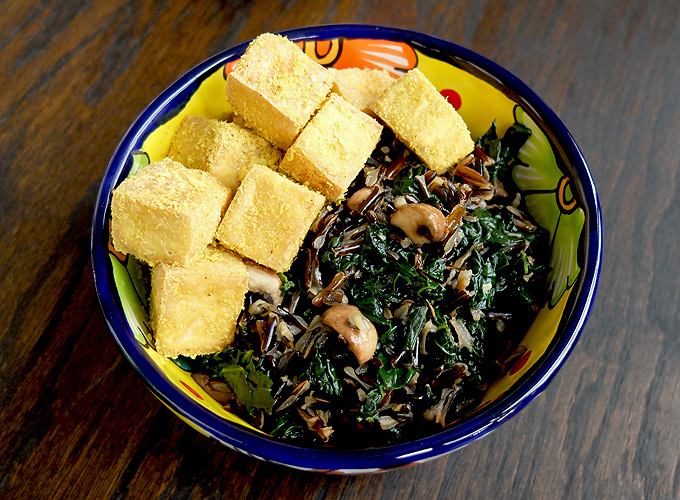 Wild Rice Mushrooms Kale Truffle oil and Tofu